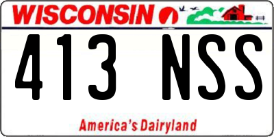 WI license plate 413NSS