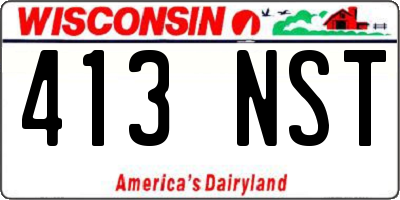 WI license plate 413NST