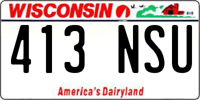 WI license plate 413NSU