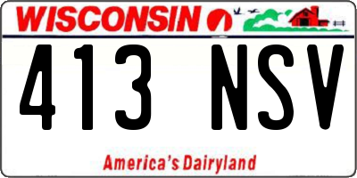 WI license plate 413NSV