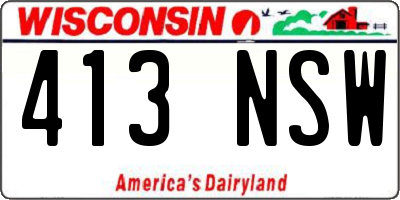 WI license plate 413NSW