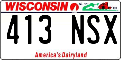 WI license plate 413NSX