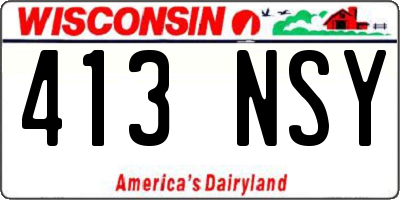 WI license plate 413NSY