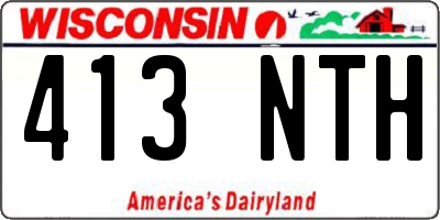 WI license plate 413NTH