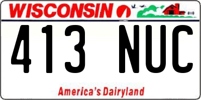 WI license plate 413NUC