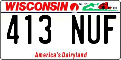 WI license plate 413NUF