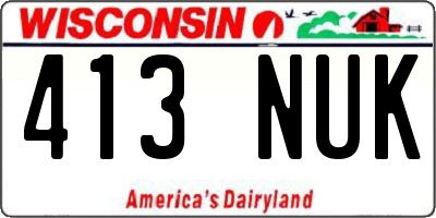 WI license plate 413NUK