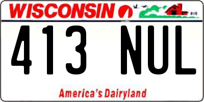 WI license plate 413NUL
