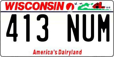 WI license plate 413NUM