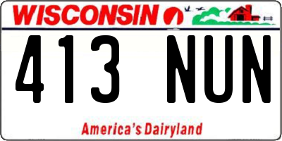 WI license plate 413NUN
