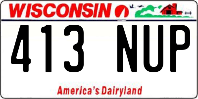 WI license plate 413NUP
