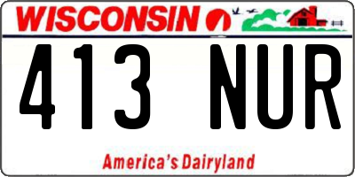 WI license plate 413NUR