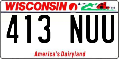 WI license plate 413NUU