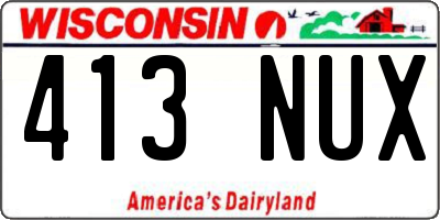 WI license plate 413NUX