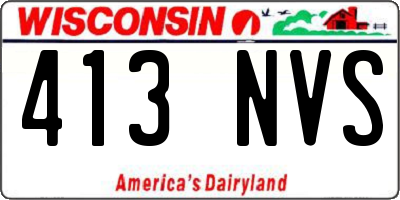 WI license plate 413NVS