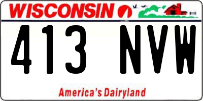 WI license plate 413NVW