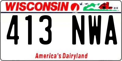 WI license plate 413NWA