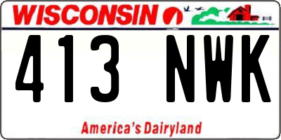 WI license plate 413NWK