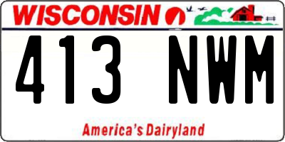 WI license plate 413NWM