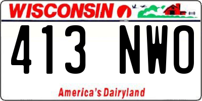 WI license plate 413NWO