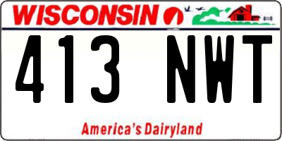 WI license plate 413NWT