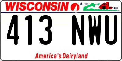 WI license plate 413NWU