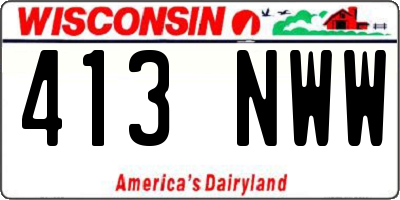 WI license plate 413NWW