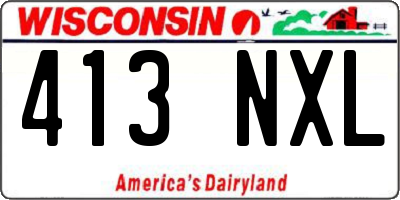 WI license plate 413NXL