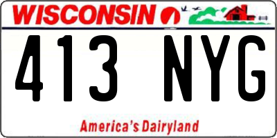 WI license plate 413NYG