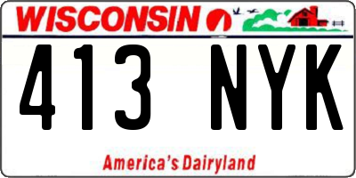 WI license plate 413NYK