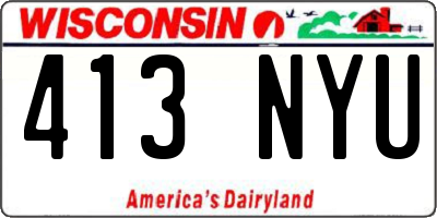 WI license plate 413NYU