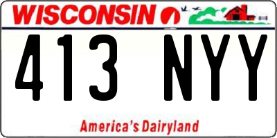 WI license plate 413NYY