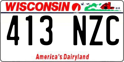 WI license plate 413NZC