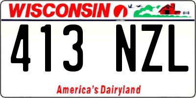 WI license plate 413NZL
