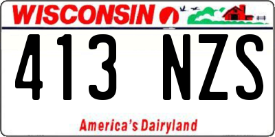 WI license plate 413NZS