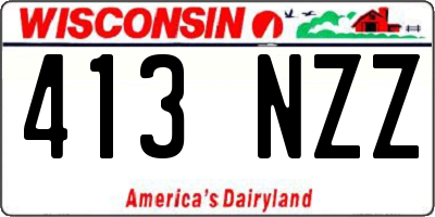 WI license plate 413NZZ