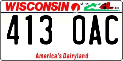 WI license plate 413OAC