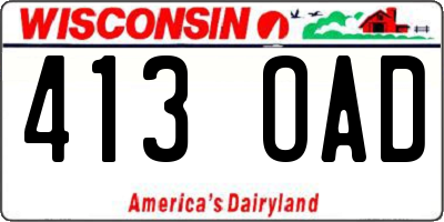 WI license plate 413OAD