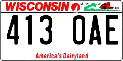 WI license plate 413OAE