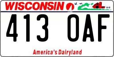 WI license plate 413OAF