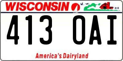 WI license plate 413OAI