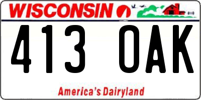WI license plate 413OAK