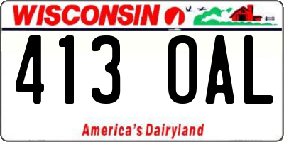WI license plate 413OAL