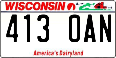 WI license plate 413OAN