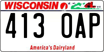 WI license plate 413OAP