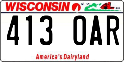 WI license plate 413OAR