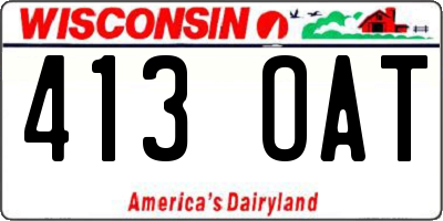 WI license plate 413OAT