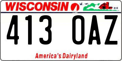 WI license plate 413OAZ