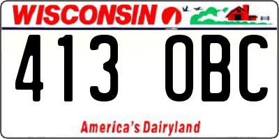WI license plate 413OBC