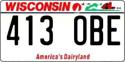 WI license plate 413OBE